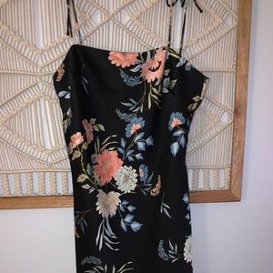 Silky Black Floral MIni Dress